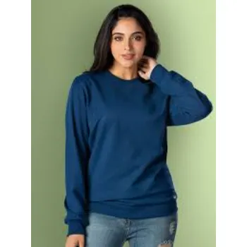Plain Sea Blue Sweatshirt for Women